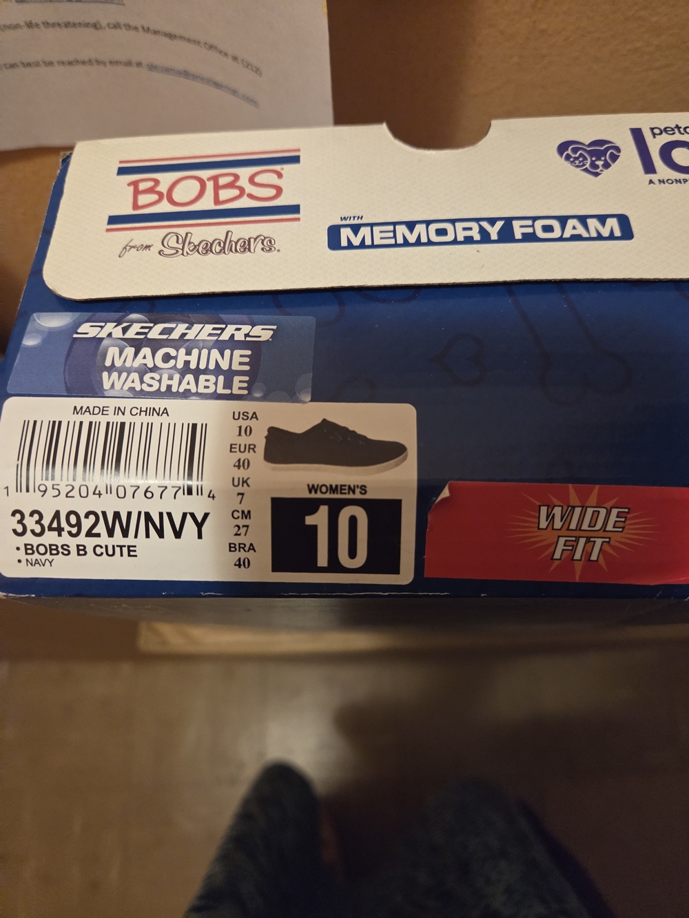 Skechers BOBS Navy and Rose Gold Memory Foam Slip-On Sneakers - Picture 3 of 5
